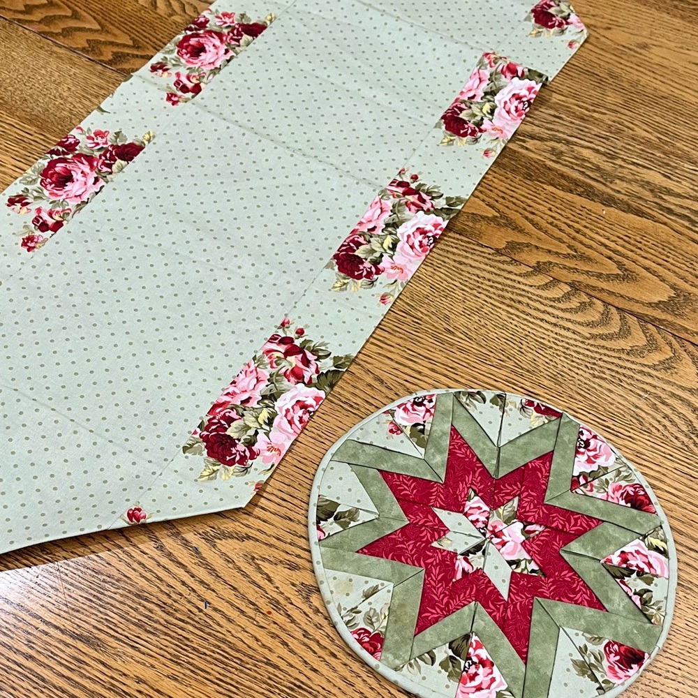 Floral Table Runner and Star Hot Pad